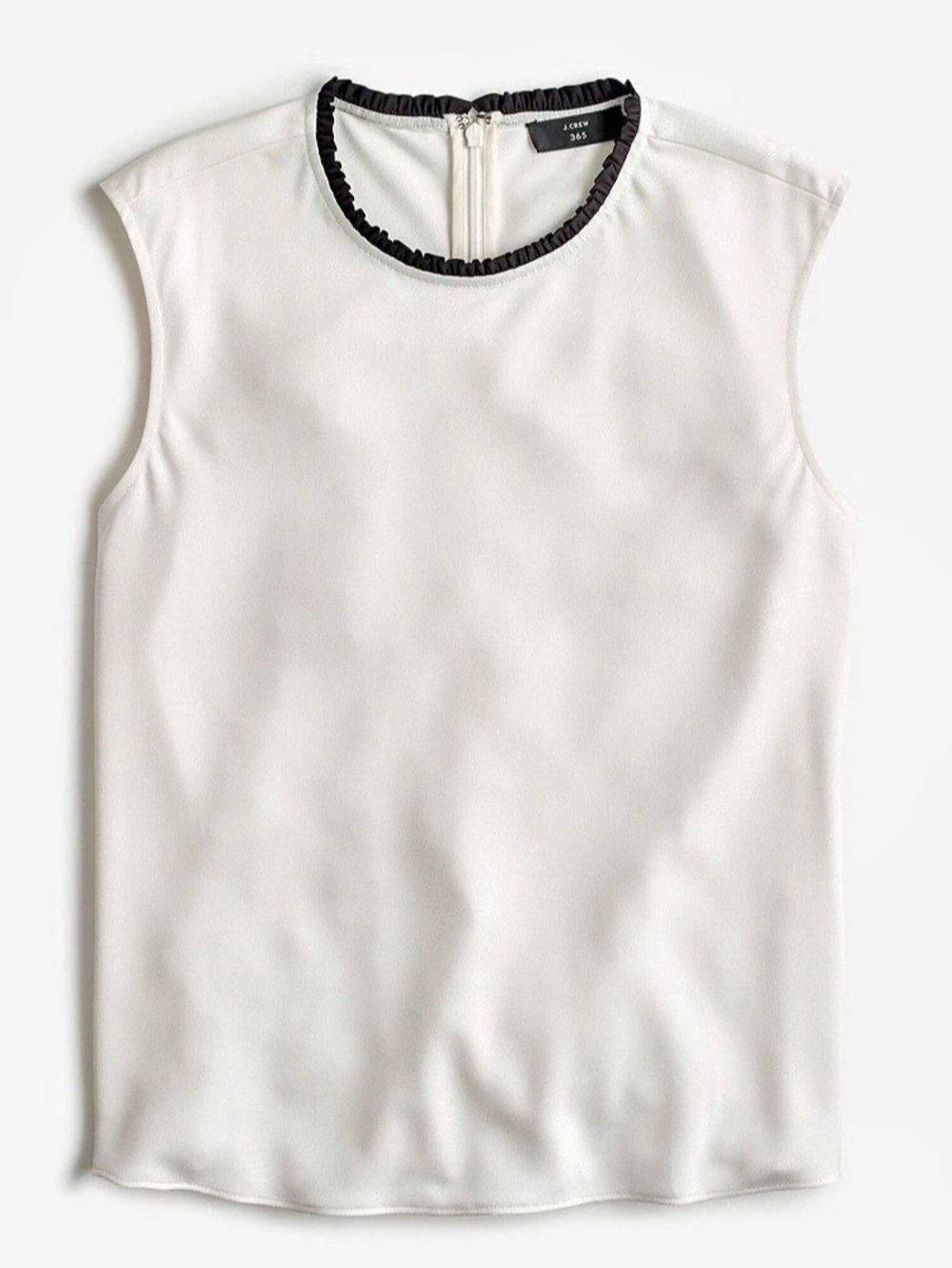J.Crew 365 Crepe Ruffle Neck Sleeveless Top White XS